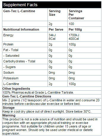 gen tec l carnitine Pure Acetyl L-Carnitine (Vegan) 200g GAT Liquid L L Carnitine | Next Gen