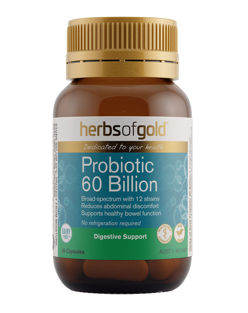 Probiotic 60 Billion by Herbs of Gold, 30 capsule broad spectrum probiotic with 12 strains