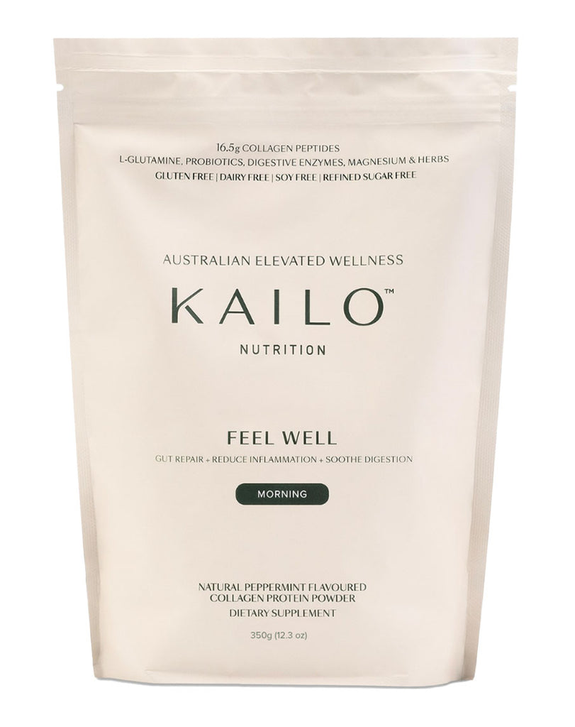 KAILO Nutrition Feel Well peppermint collagen protein powder 350g gut health supplement pouch