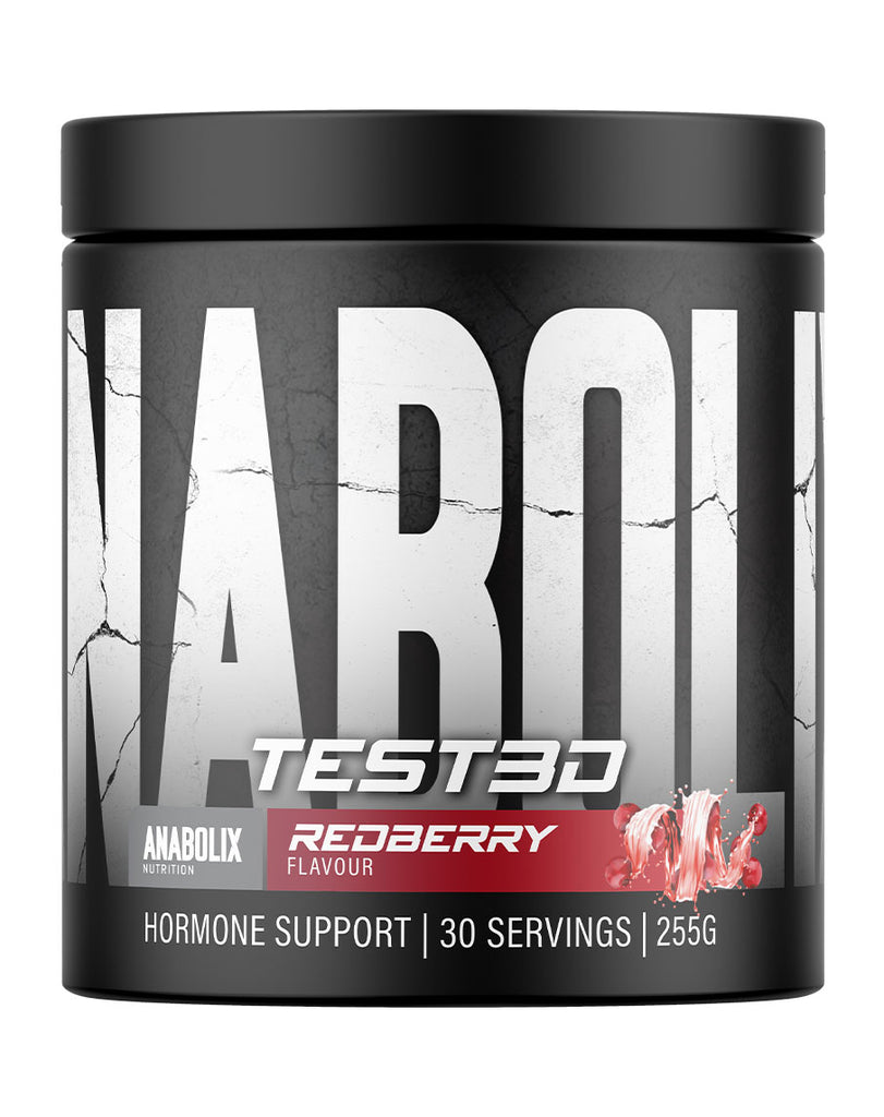 Hormone support supplement TEST3D by Anabolix, redberry flavour, 255g tub with 30 servings