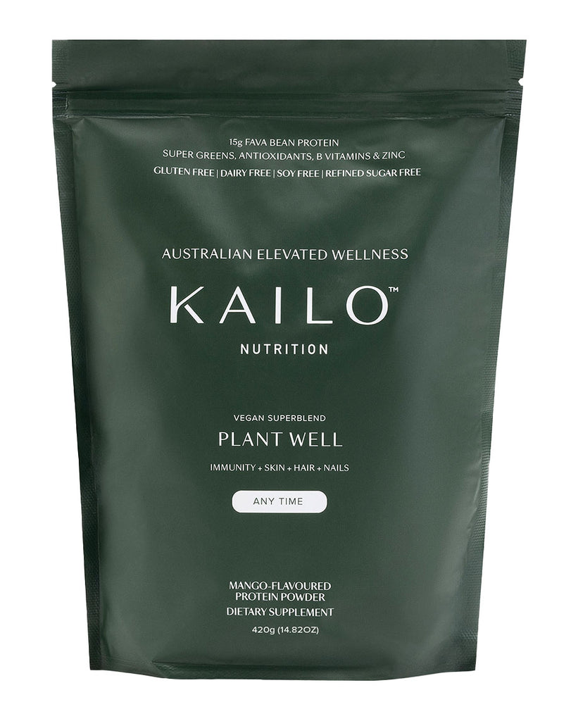 KAILO Nutrition Plant Well mango vegan protein powder 420g pouch for immunity, skin, hair and nails