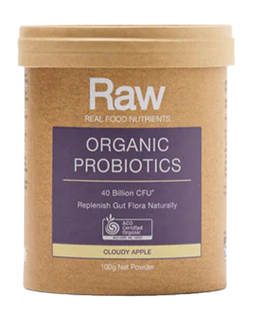100g Raw cloudy apple probiotic powder, organic certified, brown container with purple branding