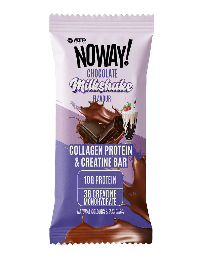 NOWAY collagen protein & creatine snack bar by ATP Science, Chocolate Milkshake flavour, 40g wrapper pack