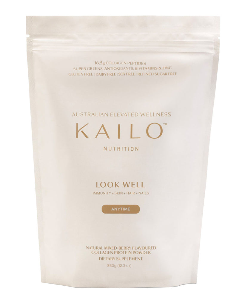 KAILO Look Well collagen peptides in mixed berry flavour, 350g wellness supplement refill pouch