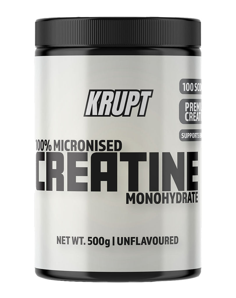 Krupt micronised creatine monohydrate powder – 500g unflavoured creatine supplement tub with 100 scoops