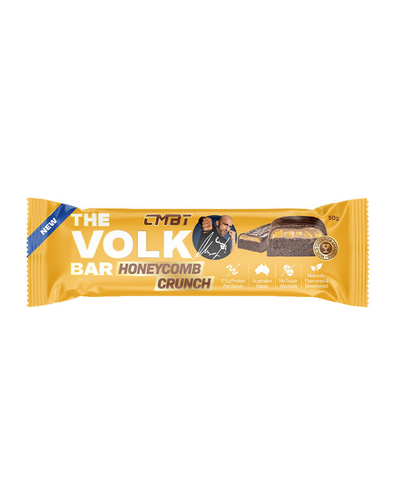 The Volk Bar by GMBT honeycomb crunch flavour 50g protein snack, chocolate layer with honeycomb centre image
