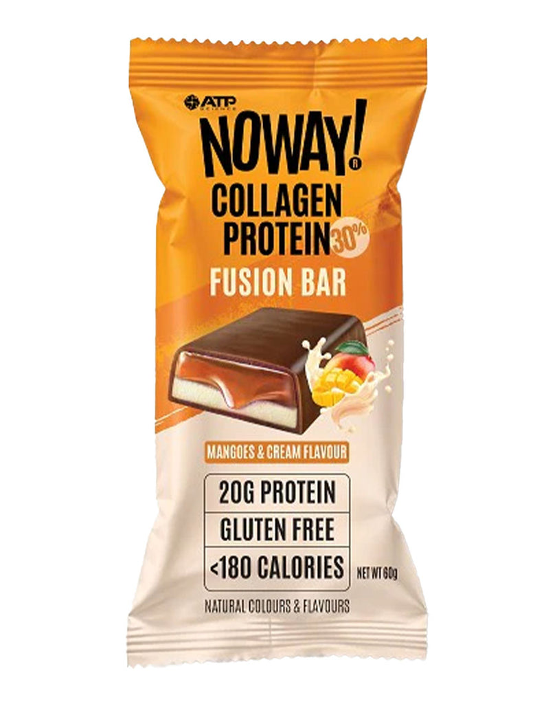 ATP Science NOWAY Collagen Protein Fusion Bar mangoes and cream, 60g with 20g protein, gluten free