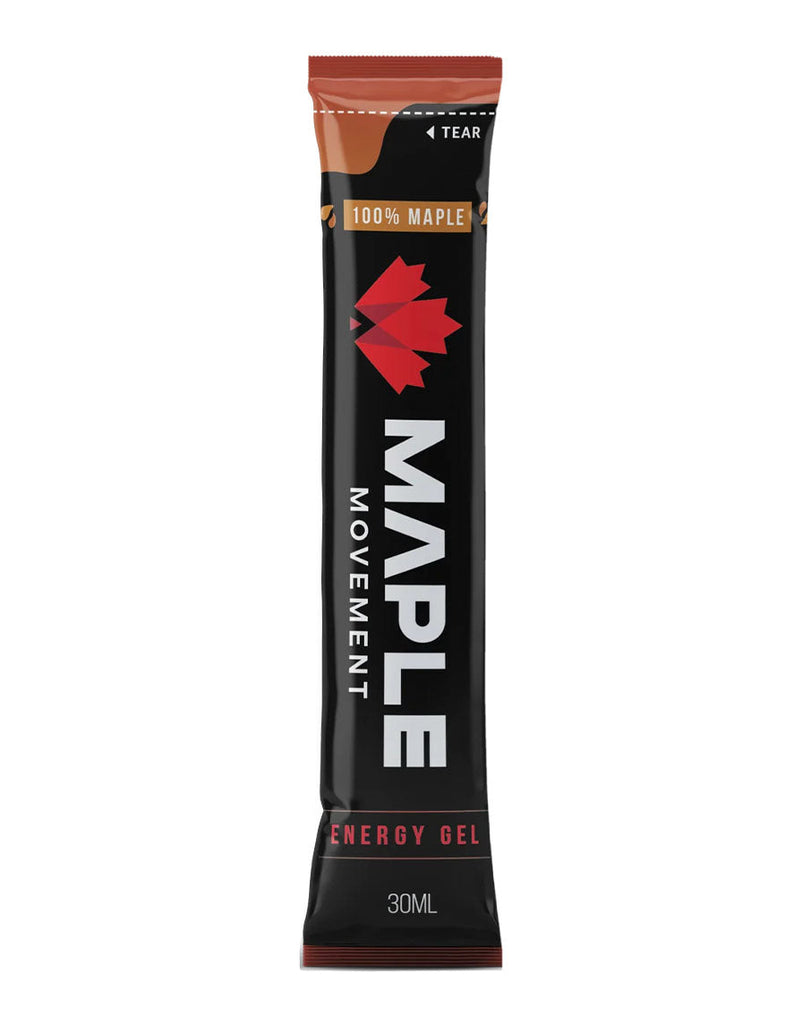 Maple Coffee flavoured energy gel by Maple Movement, 30ml single-serve sports nutrition sachet with tear-open top