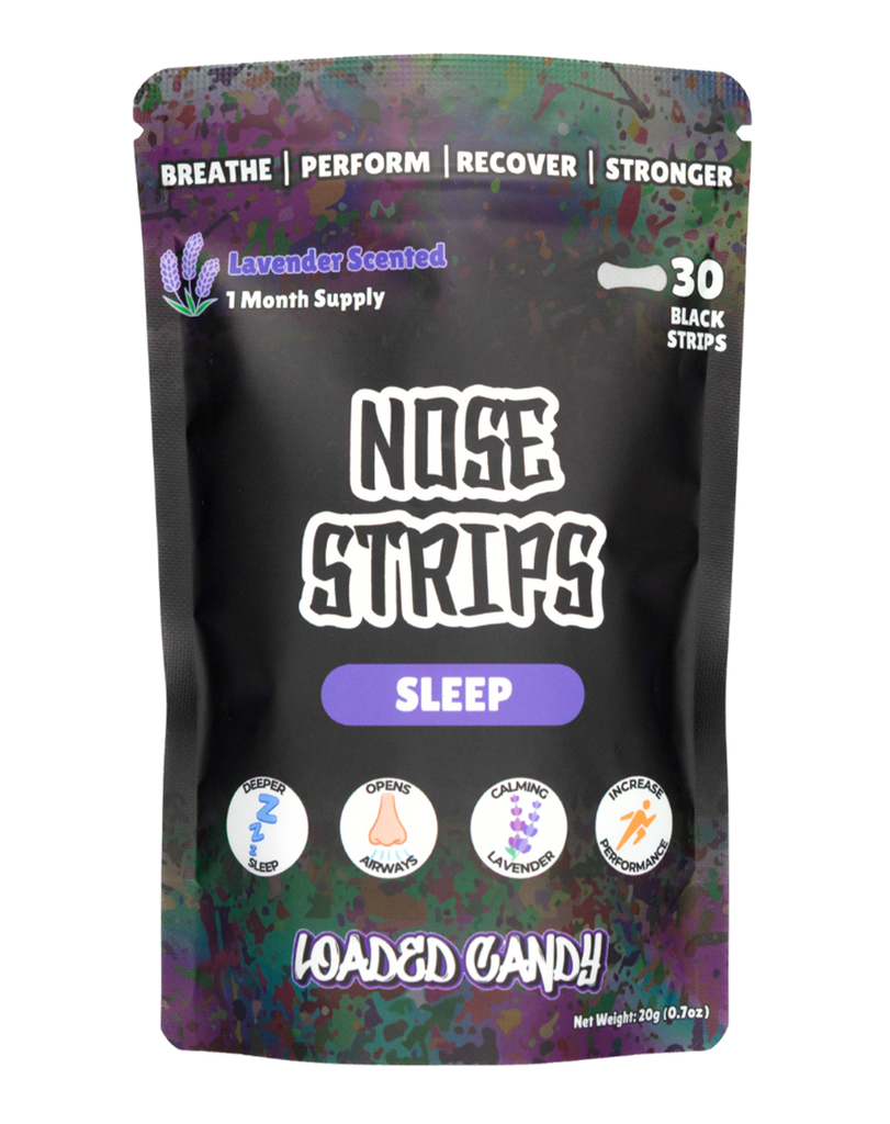 Loaded Candy Sleep nose strips, lavender scented 30 black strips 1 month supply pouch