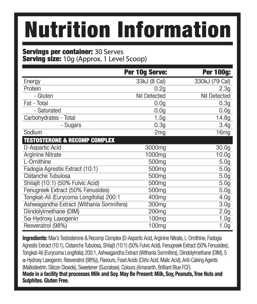 The Gear androgen support formula by Max's, grape candy flavour, 300g amber container, 30 serves