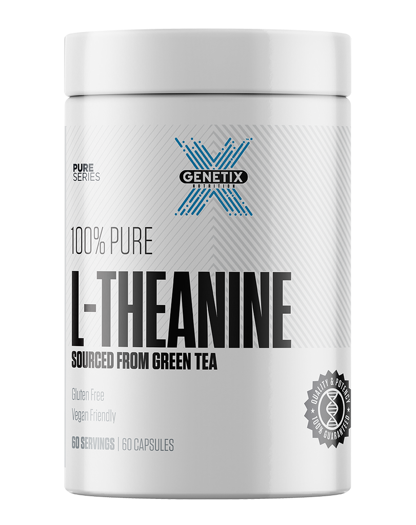 100% Pure L-Theanine by Genetix Nutrition, green tea amino acid supplement with 60 capsules