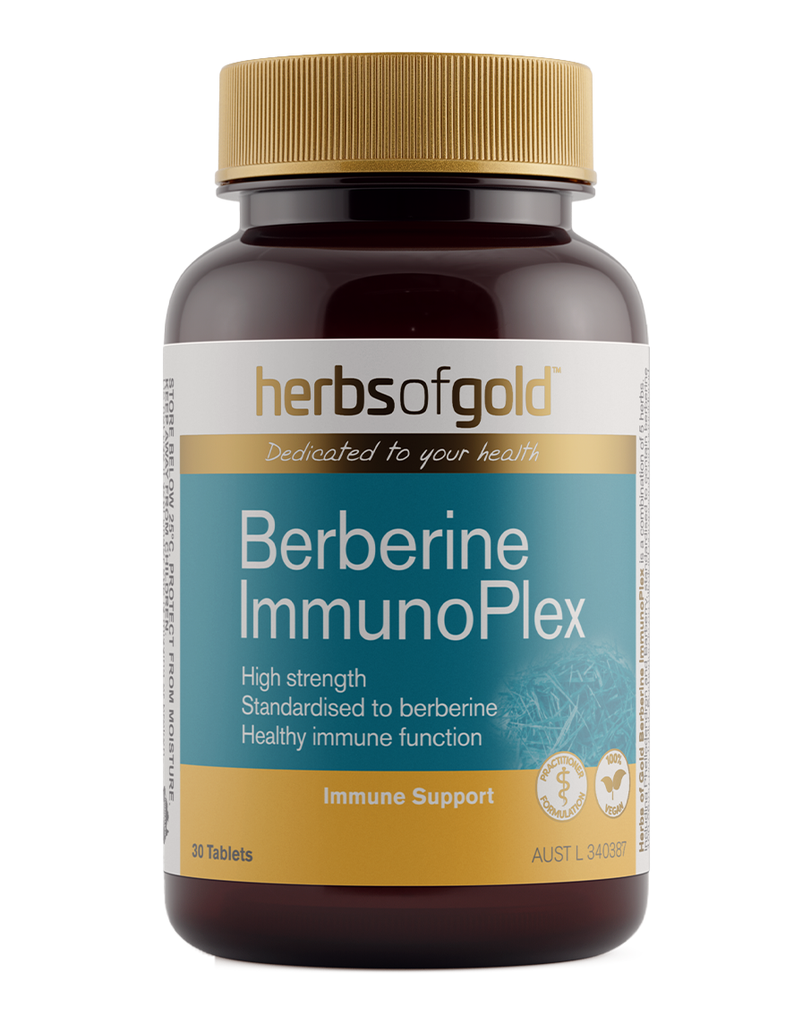 Herbs of Gold Berberine ImmunoPlex, 30 tablets, high-strength berberine supplement for immune system support