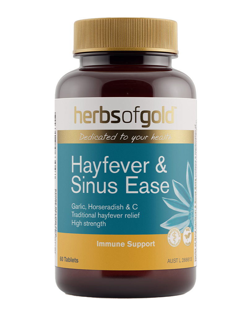 Hayfever & Sinus Ease by Herbs of Gold, 60 tablet bottle with garlic, horseradish and vitamin C blend
