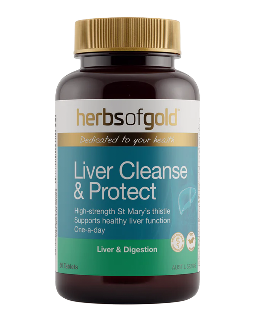 Herbs of Gold Liver Cleanse and Protect liver health tablets, 60 count bottle with St Mary’s thistle formula