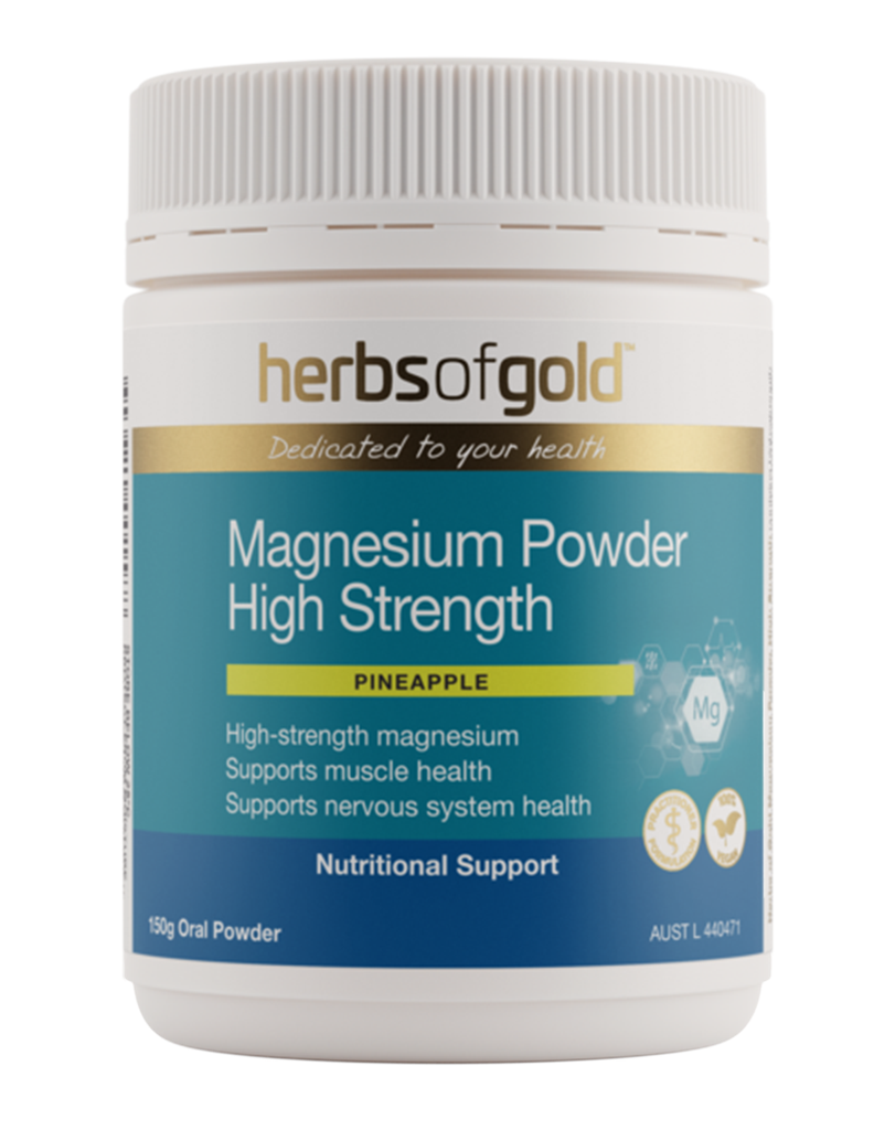 High Strength Magnesium Powder Pineapple by Herbs of Gold 150g nutritional support formula