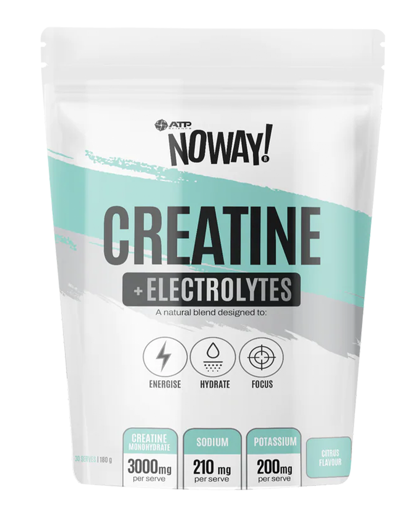 Citrus-flavoured NOWAY creatine monohydrate with electrolytes by ATP, 180g resealable pouch