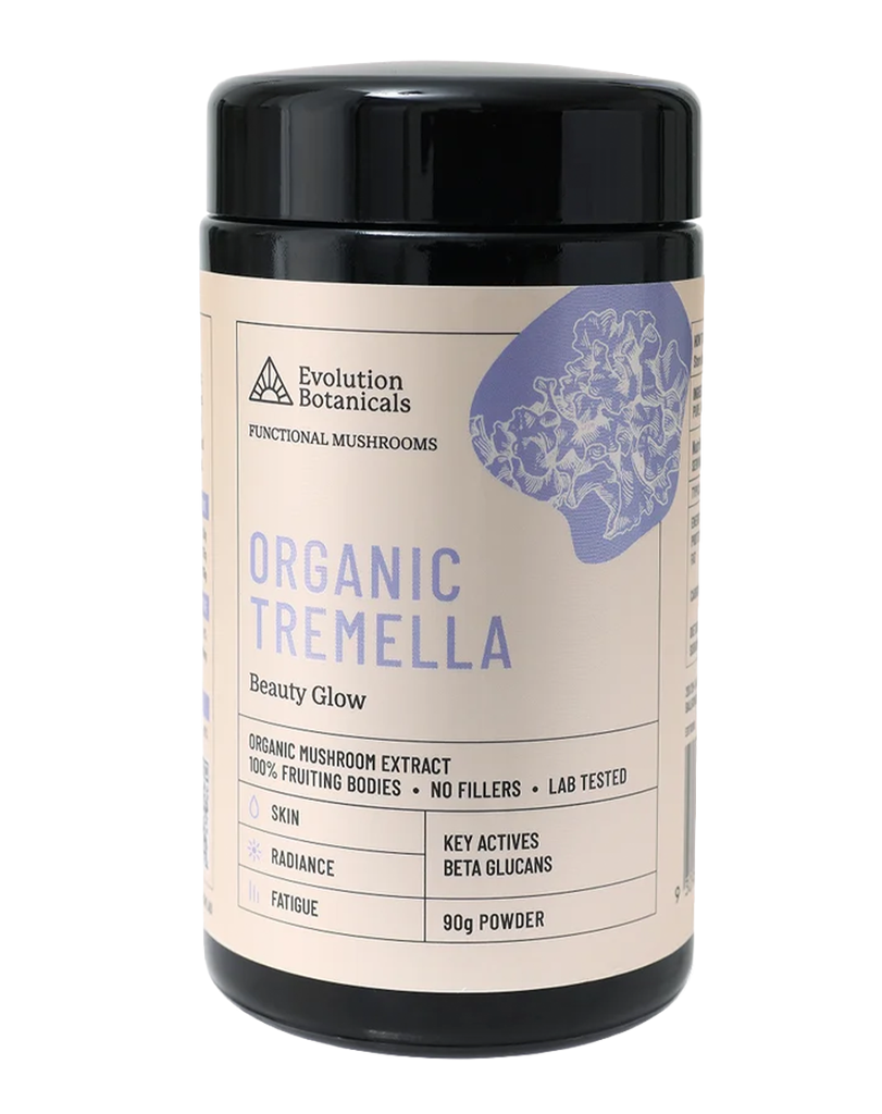 Evolution Botanicals Organic Tremella Beauty Glow mushroom extract powder, 90g black jar