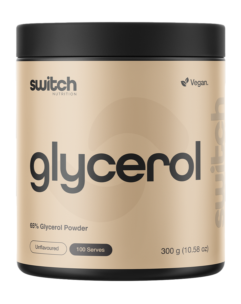 Unflavoured glycerol supplement by Switch Nutrition 300g tub, 65% glycerol powder with 100 serves