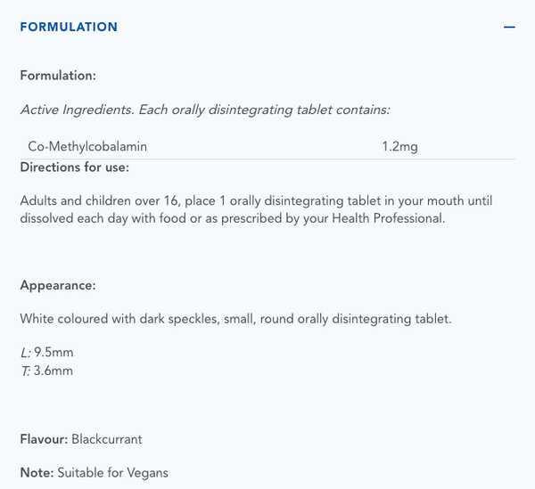 Carusos Vitamin B12 Activated 1200mcg 60 Orally Disintegrating Tablets